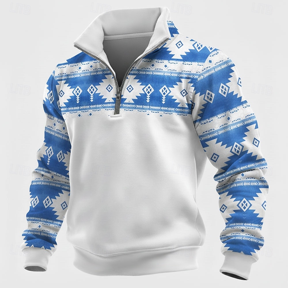 Pánské Etno Mikina Geleneksel Vintage Retro Stojáček Venkovní Práce Dar Vodní modrá Jezerní modrá Žlutá Rubínově červená Zip Podzim Zima Návrhář S M L XL XXL XXXL 2026 - $35.99 –P1