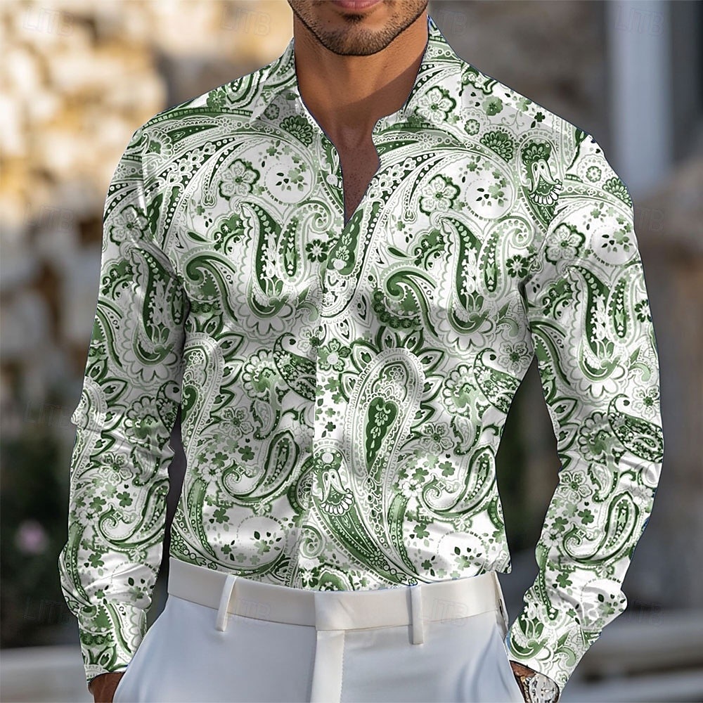 Bărbați Imprimeu Paisley Έθνικ Cămașă din satin Cămașă de Costum Camașă cu nasturi Manșon Lung Moda Casual Vacanță Zilnic Serată Vară Primăvară Toamnă Răsfrânt Cămăși cu guler Imprimare 3D Albastru 2026 - $33.99 –P6