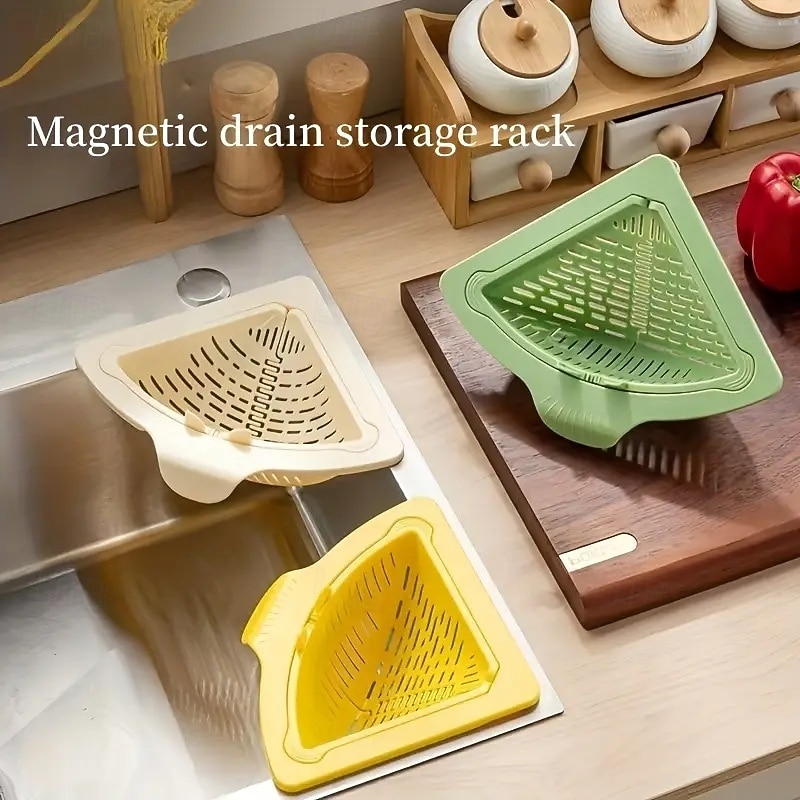 Cestello magnetico per lavello da 2 pezzi - scolapiatti da cucina pieghevole in plastica resistente con fondo anti-foratura e apertura a torsione, forte chiusura magnetica & lavastoviglie del 2025 a $11.99 –P14