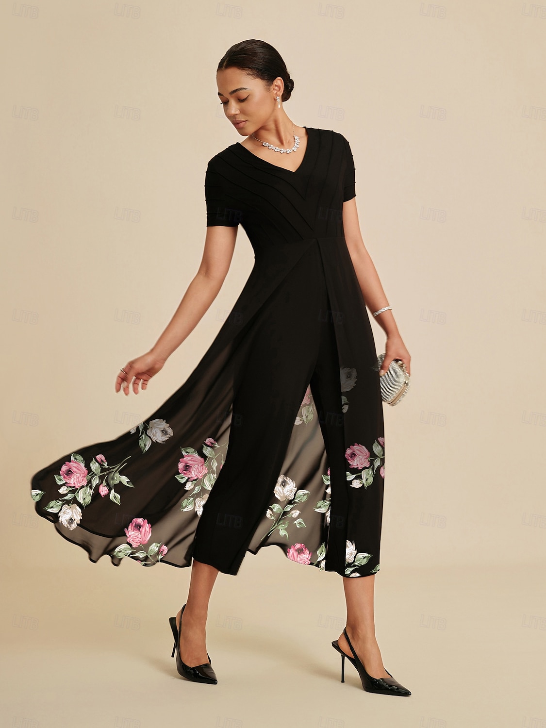 комбинезон в стиле пэчворк с градиентным принтом Tencel Roma для вечеринки в отпуске 2025 - $124.99 –P4