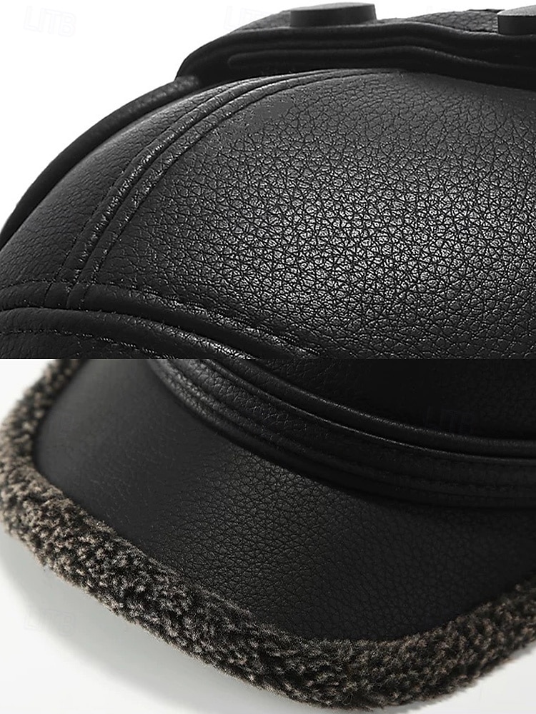 Wintermütze für Herren aus Kunstleder – isoliert mit flauschigen Fellohren, stylischer Fliegerstil, ideal für kaltes Wetter und Outdoor-Aktivitäten. 2026 - $11.99 –P8