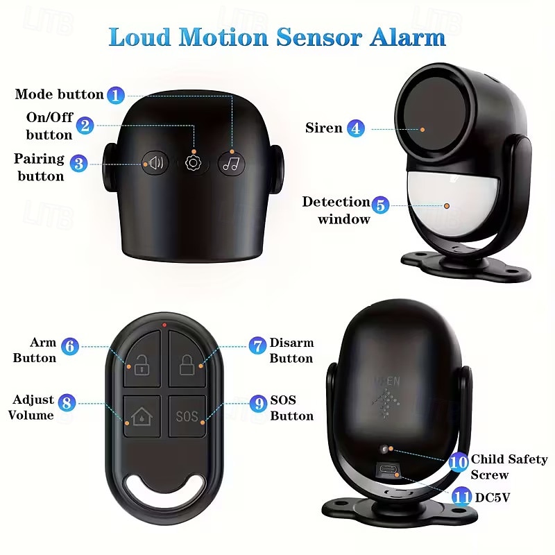 125dB Loud Motion Sensor Alarm Indoor Wireless Infrared Security Motion Detector With Warning Light/Remote Control Suitable for Homes/Sheds/Garages 2025 - $28.99 –P4