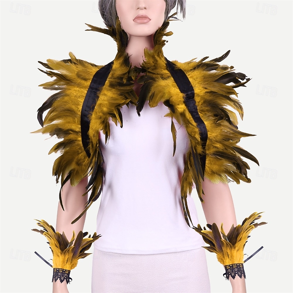 Karneval 2026 Rio Karneval Samba Tillbehör Röd och Svart Fjäderaxelvärmare  Manschettset Burlesque Dans Rave Outfit Brasil Festival Framträdande Kostym 2026 - $18.49 –P1