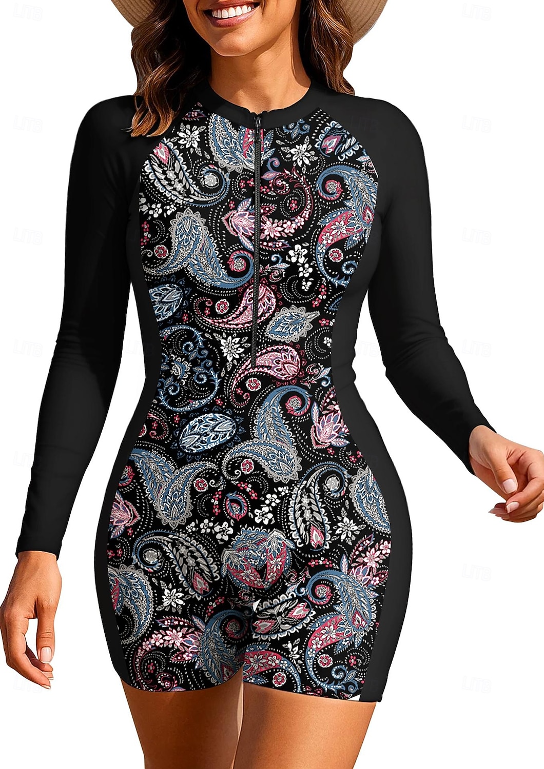 Mujer Regular Camiseta Protección Solar Surf Traje de surf de una pieza Traje de baño Cachemir Tropical Folk Cerrar con sujetador incorporado Acolchado extraíble Protección solar UV UPF50+ Utra 2026 - $35.99 –P3