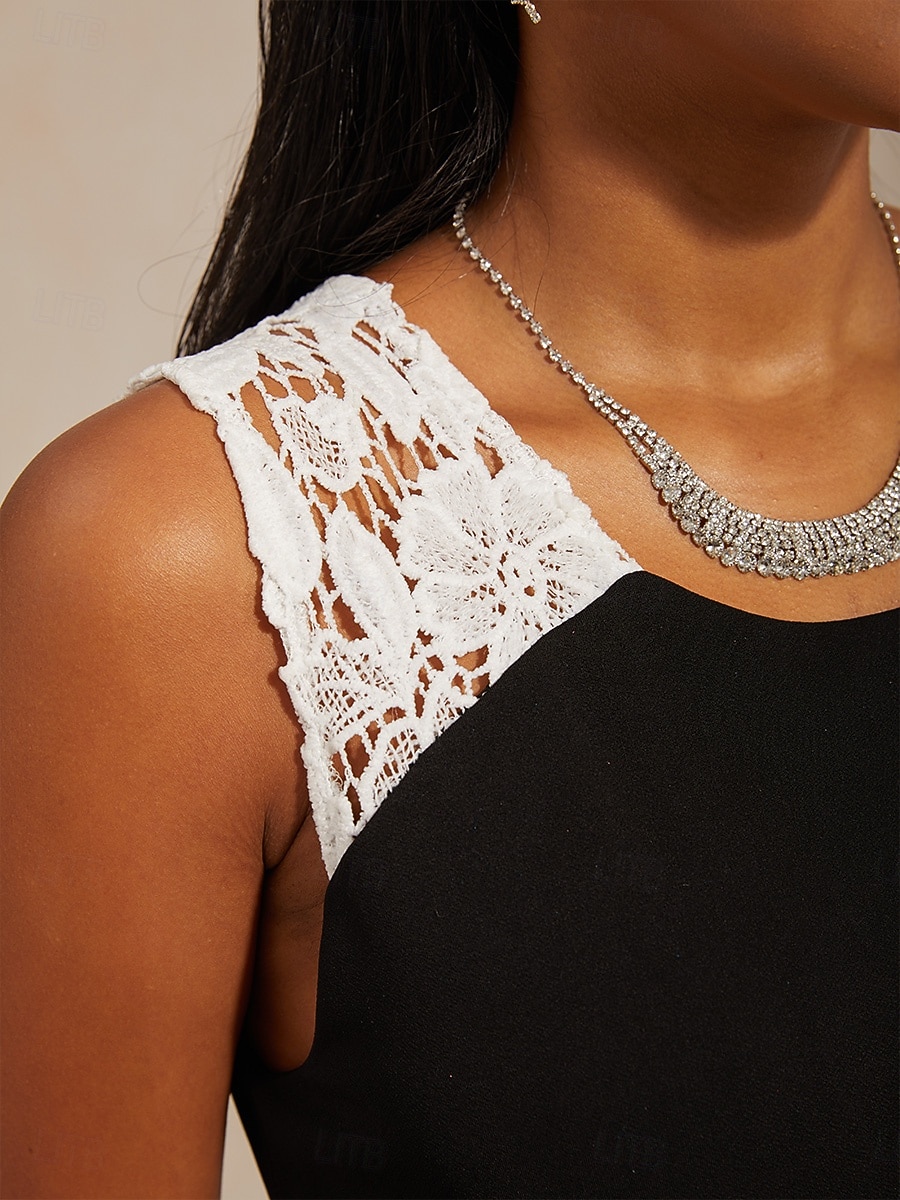 Damen Maxikleid Etui-Kleid Wickelkleid Elegant Abendgesellschaft Hochzeit Hochzeitsgast Gerafft Spitze Asymmetrisch Normale Passform Einfarbig Ärmellos Dreiviertelarm V Ausschnitt Schwarz 2026 - $31.99 –P3