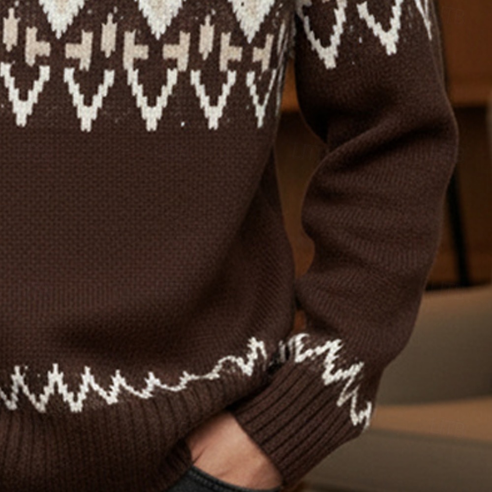 Herren Weihnachtspullover Pullover Fair Isle Sweater Strickpullover Gemusterter Pullover Gerippt Stricken Normale Oberteile Gestrickt Argyle Rundhalsausschnitt Mode Basic Weihnachten Urlaub Bekleidung 2026 - $33.99 –P4