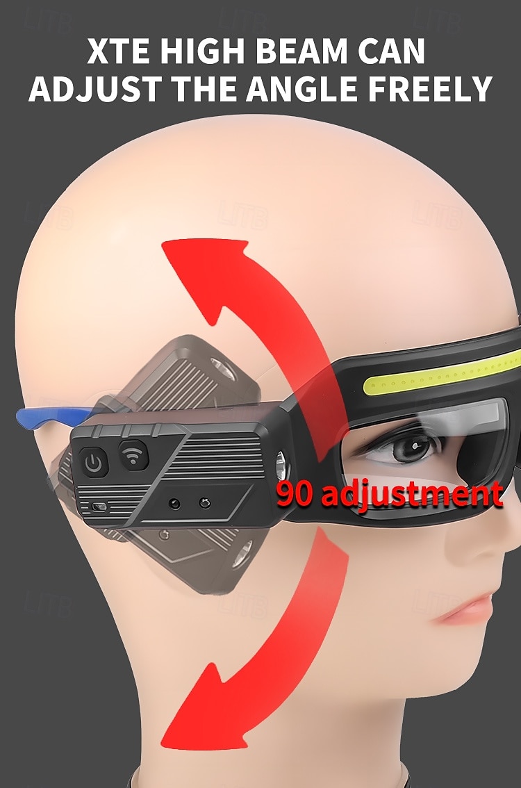 LED-koplampbril - USB-C-oplaadbaar IPX4-waterbestendig Bewegingssensoractivering 3 verlichtingsmodi Verstelbare pootjes Geschikt voor hardlopen, fietsen en buitenactiviteiten 2026 - $31.99 –P5