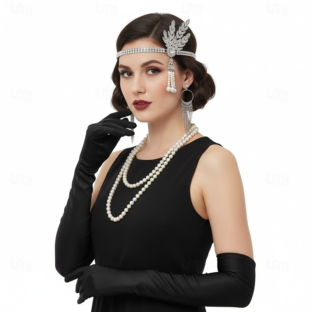 Conjunto Loucos anos 20 Anos 20 Retro Vintage Faixa De Cabelo Estilo Melindrosa Decoração de Cabelo Conjunto de acessórios O Grande Gatsby Menina melindrosa Pena Fantasia Mulheres Natal Carnaval de 2026 por $19.82 –P4