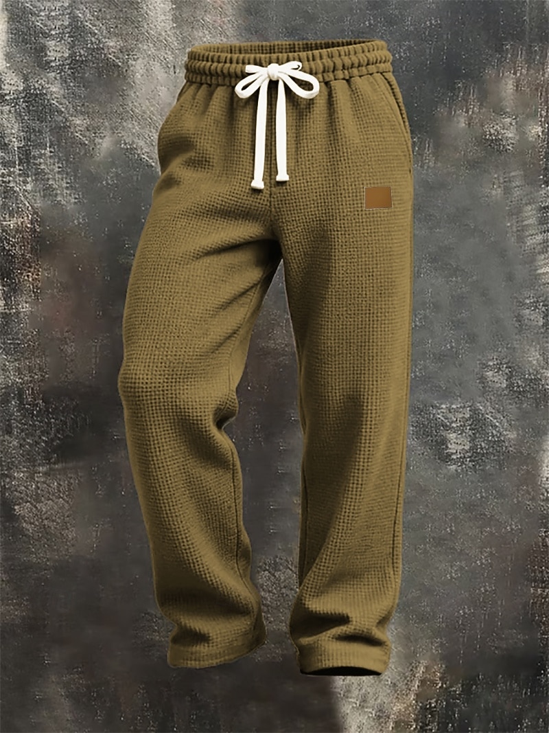 Homens Calças Esportivas Calças Calça Waffle Com Cordão Bolsos Cintura elástica Tecido Conforto Diário Esportes Moda Casual Marron Escuro Preto Micro-Elástica de 2026 por $22.99 –P10