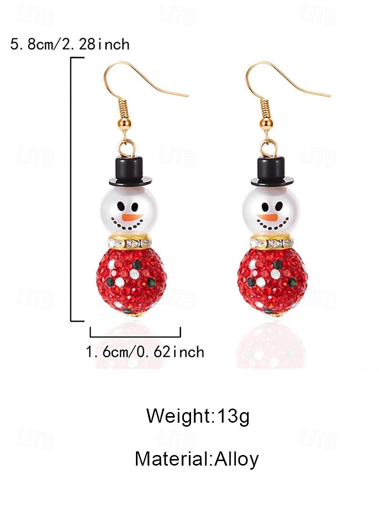 Kerst sneeuwpop oorbellen voor dames – legering met rode, groene en witte kralen, perfect voor feestdagen en feestelijke gelegenheden 2026 - $5.99 –P5