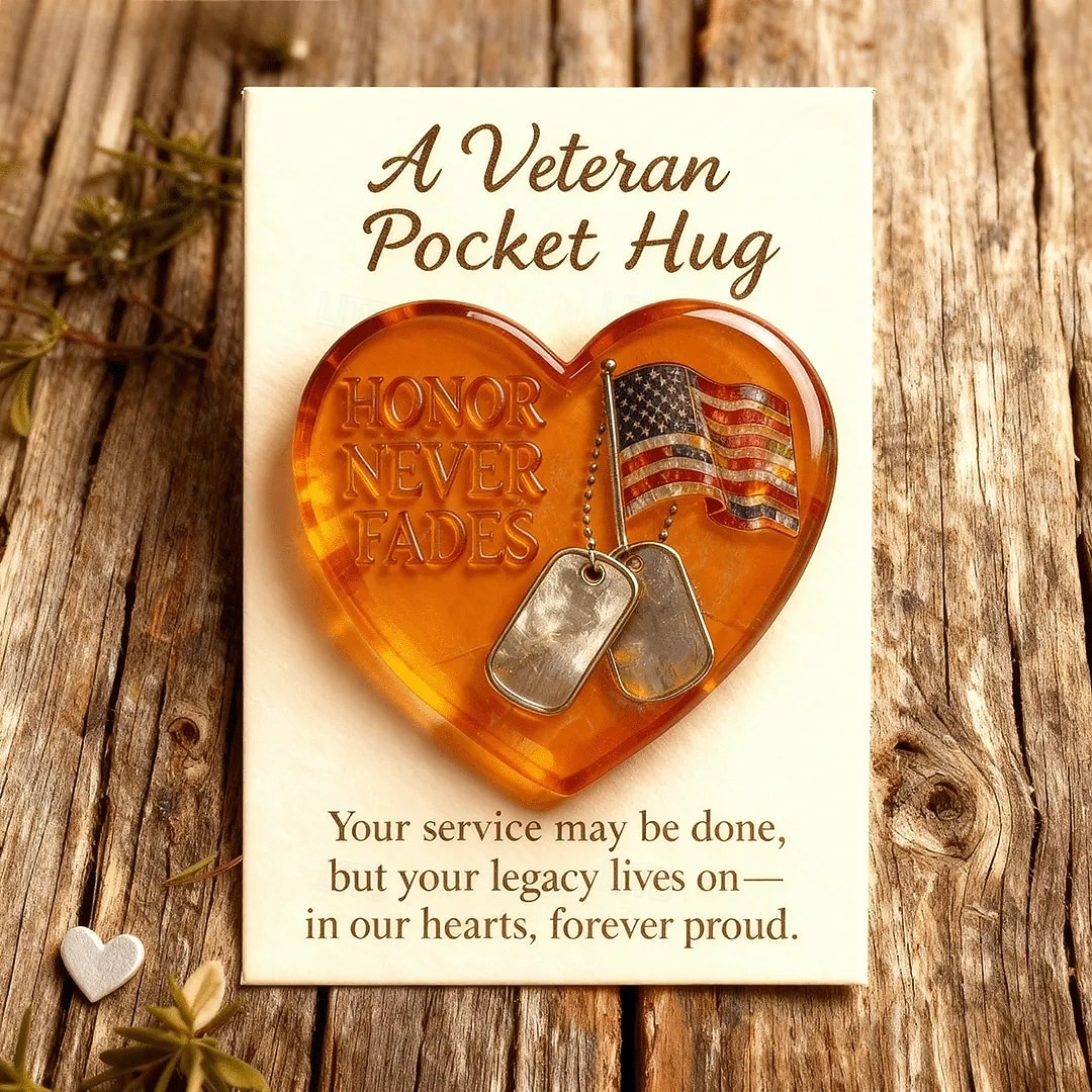 Abbraccio tascabile per veterani, l'onore non svanisce mai, biglietto di ringraziamento, gettone militare per veterani a forma di cuore con bandiera americana &piastrine per cani, Natale &regalo per del 2026 a $13.99 –P2