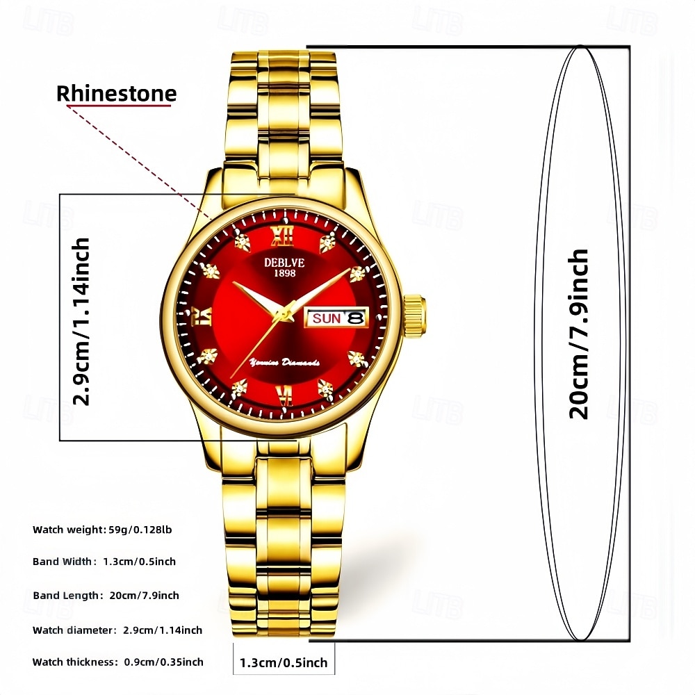 Dames Quartz Horloge Is Modieus Casual en Elegante met Een Rhinestone Digitale Schaal en Dubbele Kalender Luminous Wijzerplaat - De Beste Moederdag Cadeau Keuze voor Dames 2026 - $18.99 –P5