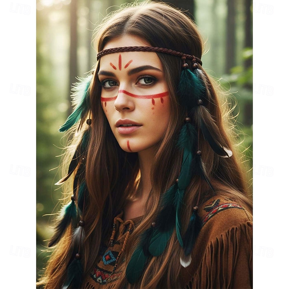 Carnival 2026 Rio Carnival Samba Accessories Bohemian Feather Hair Extension Headband - Hippie Adjustable Braided Hairpiece with Beads Brazil Festival Performance Costume 2026 - $17.99 –P5