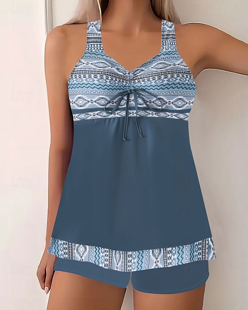 Femmes Maillots de Bain 2 pièces Shorts Maillot de bain Dos nu Vacances Tenues de plage Graphique Col rond Sans manches Maillots de bain de 2026 ? $12.49 –P1