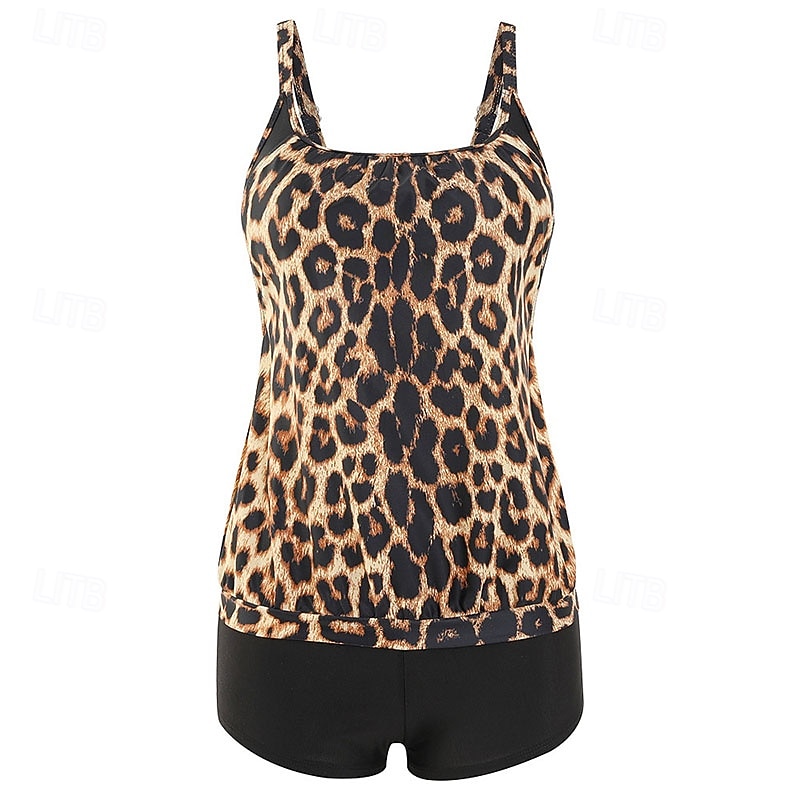 Mujer Bañadores 2 piezas Slips Traje de baño Espalda al Aire Vacaciones Ropa de playa Graphic Leopardo Escote Redondo Sin Mangas Trajes de baño 2026 - $28.99 –P4