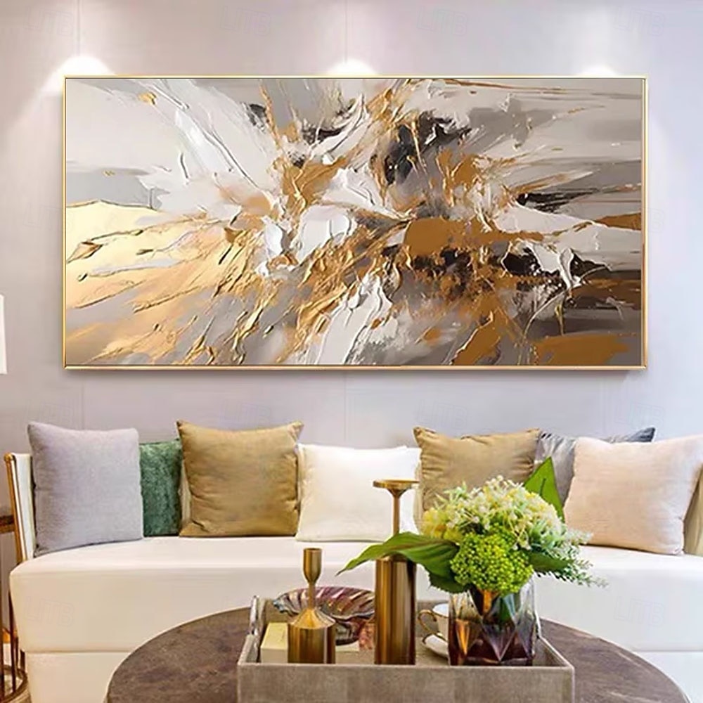 Gold oil painting handmade White Abstract Oil Painting on Canvas hand painted Bright Textured Original Foil Painting Art Large Modern Art painting for Living Room Wall Art Decor 2026 - $123.99 –P2