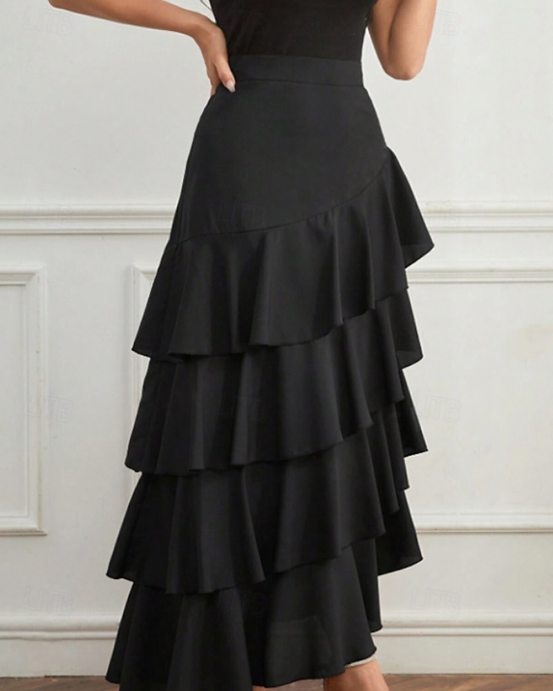 Per donna Elegante Moda Maxi Vita media Gonne Semplice Arricciato Inelastico Quotidiano Streetwear Vinaccia blu navy Nero Verde Estate del 2026 a $33.99 –P1