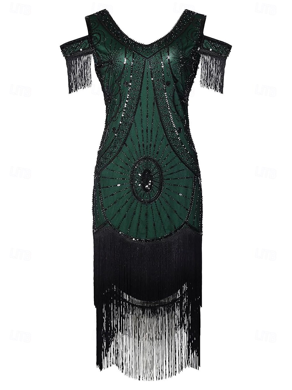 Conjunto Rugido 20s 1920s Hasta la Rodilla Vestidos Vestido Flapper Accesorios con accesorios Hombro frío Mangas cortas El gran Gatsby charlestón Lentejuelas Borlas Pluma Escote en Pico Disfraz Mujer 2026 - $89.99 –P14