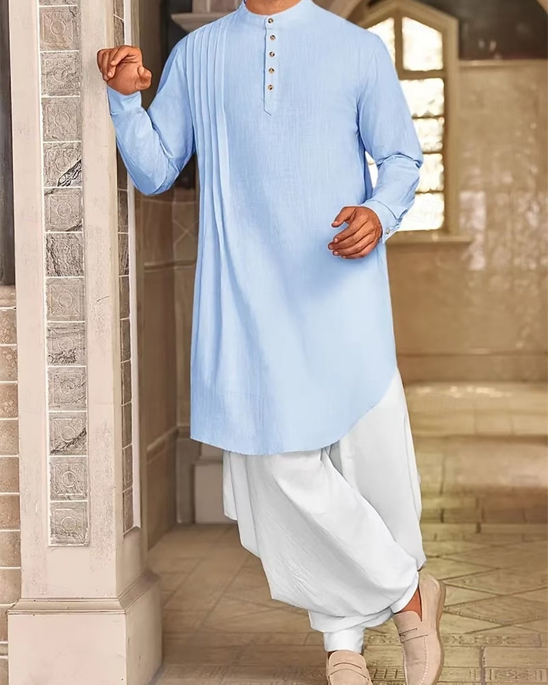 Homme Loungewear Chemise de Nuit Uni Élégant Confort Maison Quotidien Coton Respirant Col montant manche longue Printemps Automne Noir Blanche de 2026 ? $30.99 –P8