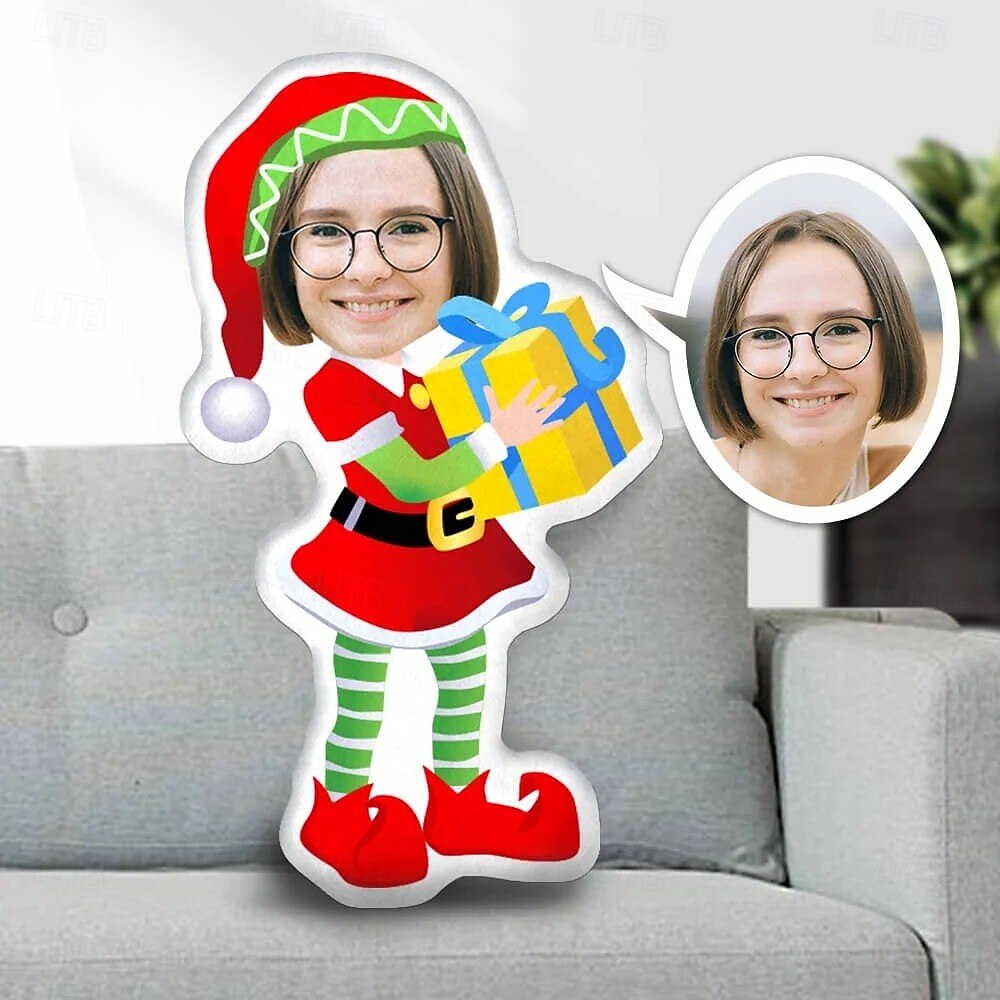 Персонализированная рождественская подушка с фотографией лица, креативная самодельная гуманоидная подушка, забавный подарок на день рождения для друзей, уникальная подушка с фотографией, 2026 - $11.99 –P2