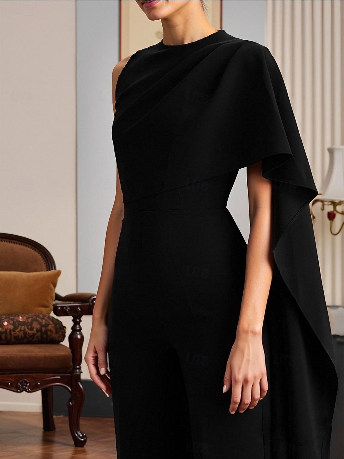 Overalls Bodenlang Brautmutterkleid Ärmellos Rundhalsausschnitt Elegant Einfach Formell Hochzeitsgast Stretchstoff mit Einfarbig 2026 - $160.99 –P6