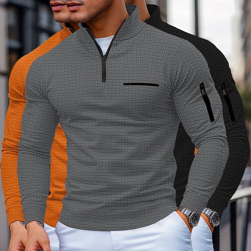 Ανδρικά Βάφλα Πόλο Μπλουζάκια Pullover Αθλήματα & Ύπαιθρος Causal Ζιβάγκο Τρίμηνο φερμουάρ Μακρυμάνικο Μοντέρνα Άνετο Συνδυασμός Χρωμάτων Με Υφή 3 τεμάχια 2026 - $53.99 –P6