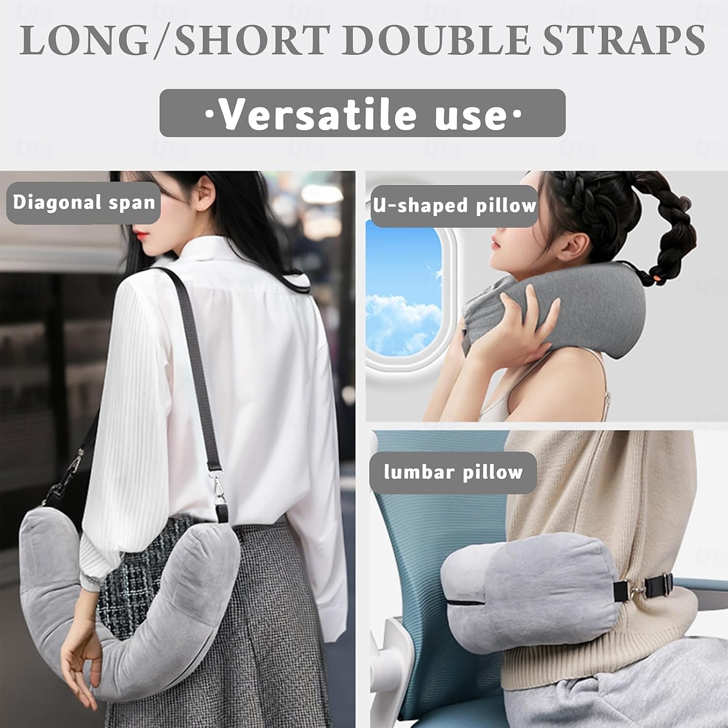 Almohada de viaje rellenable para el cuello, funda de almacenamiento portátil con cremallera segura, funda de transporte liviana para uso en aviones, se puede llenar con ropa para crear un soporte 2026 - $19.99 –P2
