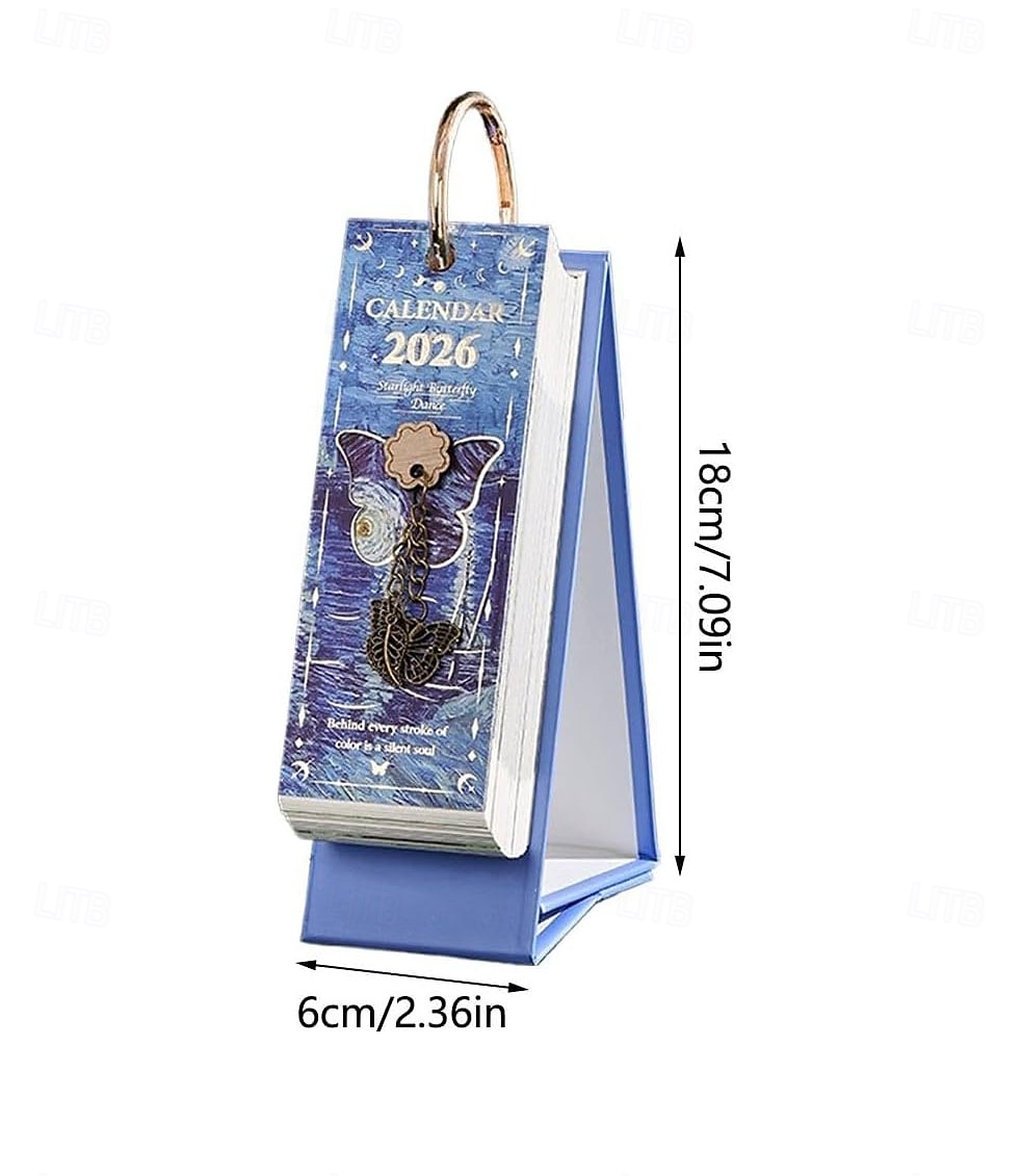 Agenda de bureau vintage 2026 - Calendrier de 365 jours avec reliure à anneaux dorés &Citations inspirantes - une page de peinture à l'huile par jour - idéal pour la maison et le bureau &organisation de 2026 ? $20.99 –P10