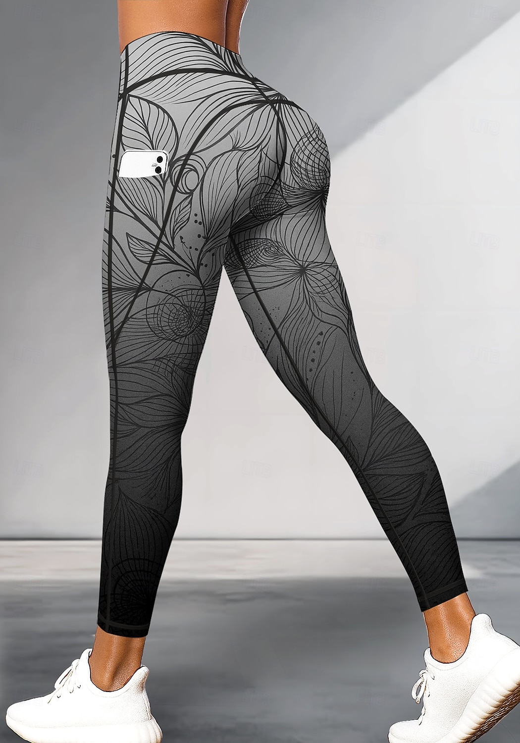 Damen Pilates-Leggings Fitnesshose Lässige Leggings Taschen Stempelsteuer Patchwork Pilates Fitnessstudio Fitnesstraining Hosen Strumpfhosen Leggings Blumenmuster Farbverläufe Abstrakt Dunkelgrau 2026 - $20.99 –P3