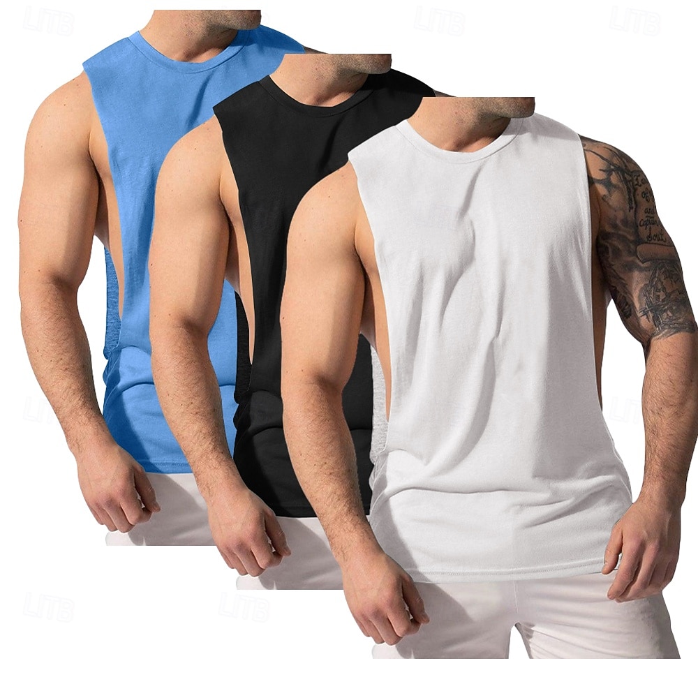 Homens Malha Íntima Colete Camiseta Interior camisa sem manga Sem Manga Decote V Decote Redondo Verão Tecido Moda Clássico Confortável 3 Peças Multi-pack Rua Casual Esportes A B C Top Tee para Homens de 2026 por $29.99 –P11
