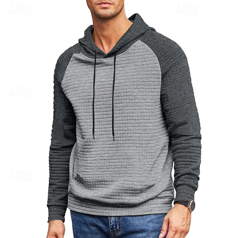 Homens Moletom Estacionar Preto Cinza Claro Cinzento Escuro Cinzento Com Capuz Bloco de cor Com Cordão Desportos e Ar livre Casual Diário Impressão 3D Roupa de rua Roupa de Esporte Casual Outono de 2026 por $19.99 –P2