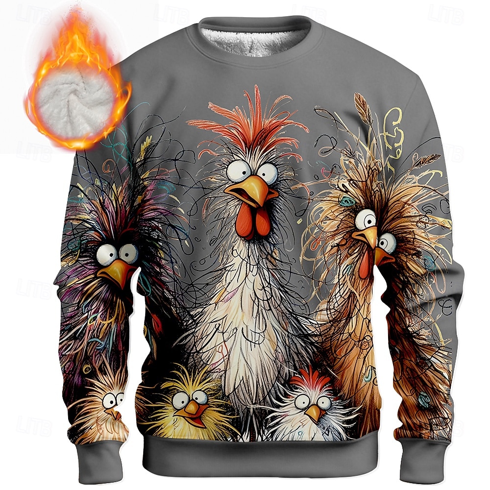 Ανδρικά Πετεινός Γκρινιάρης Φλις Πουλόβερ Καθημερινά Καθημερινό 3D Στρογγυλή Ψηλή Λαιμόκοψη Σπίτι Πάρτι Δώρο Streetwear Μπλε Απαλό Μπλε Λίμνης Μαύρο Λευκό Ρουμπίνι 3D εκτύπωση Φθινόπωρο Χειμώνας 2026 - $30.99 –P4