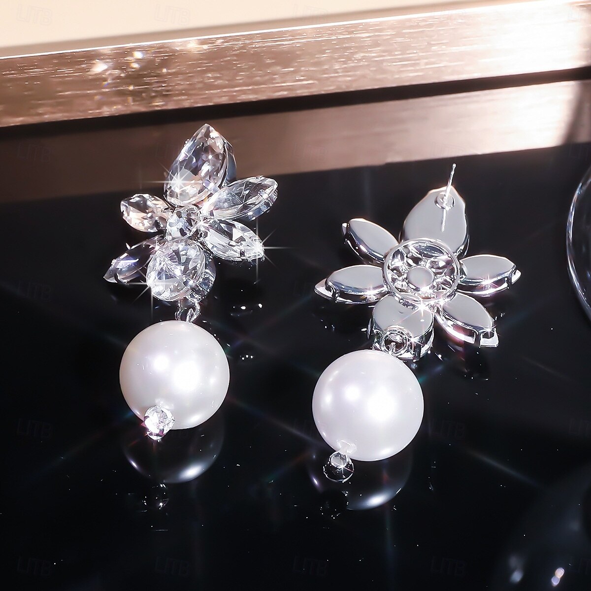 женские серьги-подвески из кристаллов и жемчуга — гламурные эффектные серьги-подвески со стразами для вечеринок, свадеб или вечерних мероприятий 2026 - $14.99 –P6