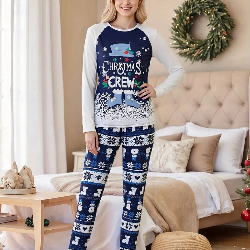 Οικογένεια Κοίτα Χριστούγεννα Χριστουγεννιάτικες οικογενειακές πιτζάμες Πυτζάμες Οικογενειακά σετ Γραφική Χιονονιφάδα Σπίτι Στάμπα Σκούρο μπλε Μακρυμάνικο Καθημερινά Αντιστοίχιση ρούχων 2025 - $22.99 –P3