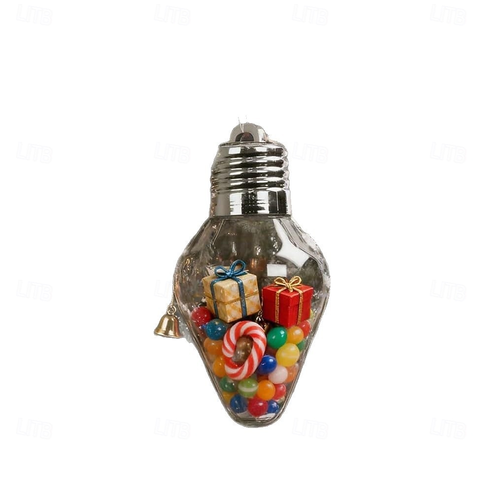 Julepæregavekrukke, stor gjennomsiktig, fyllbar lyspærepynt med skrulokk, jumboplastbeholdere til hengende godteri for gjør-det-selv-håndverk, juletrepynt, kort &festgaver 2026 - $10.99 –P5