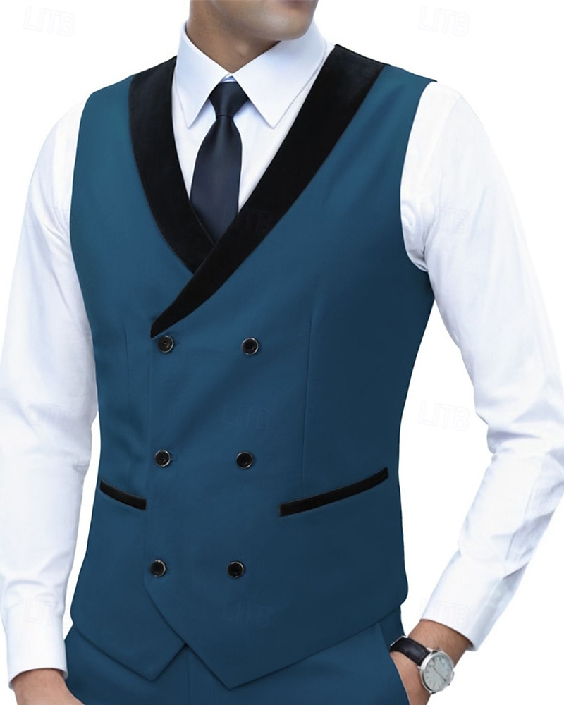 Ανδρικά Veste Γιλέκο Gilet Επιχείρηση Διακοπές Πάρτι Μοντέρνα Καθημερινό Άνοιξη Φθινόπωρο Τσέπη Κουμπιά Πολυεστέρας Άνετο Σκέτο Σταυρωτό Λαιμόκοψη V Κανονικό Θαλασσί Μαύρο Λευκό Ρουμπίνι Γιλέκο 2026 - $35.99 –P9