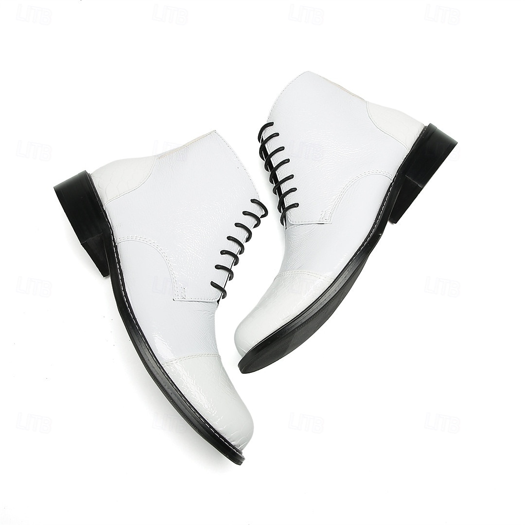 Miesten valkoiset aidosta nahasta valmistetut nauhalliset nilkkurit - tyylikäs ja elegantti muotoilu, ihanteellinen juhlatilaisuuksiin, toimistokäyttöön ja trendikkääseen arkeen 2025 - $139.99 –P4