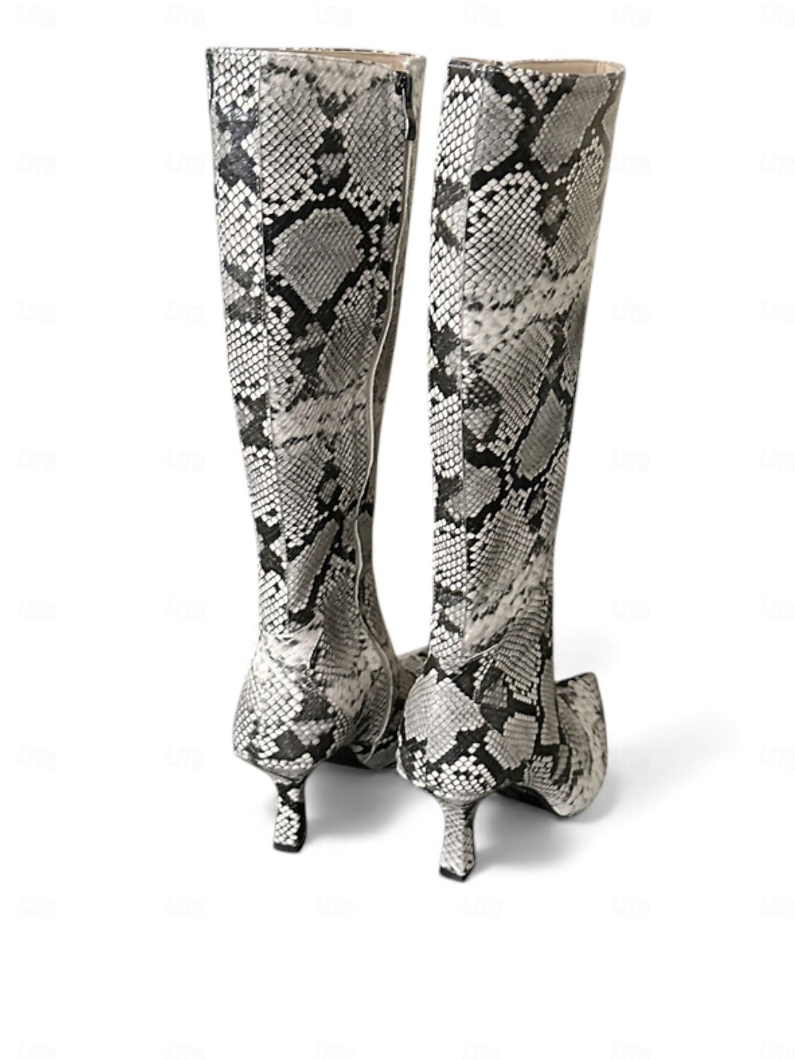 Women's Snakeskin Print Knee-High Boots, Pointed Toe, Kitten Heel Boots for Casual and Night Out Styling 2025 - $64.99 –P4