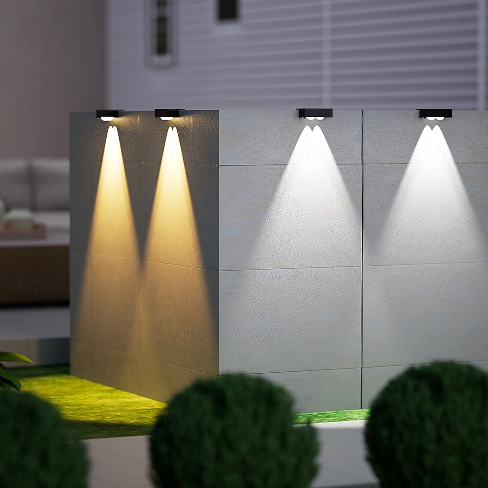 4 db napelemes, vízálló kültéri fali lámpa, 1/2/3/4 LED, villakertbe, lépcsőházba, erkélyre, kerítésbe, verandára, dekorációs világításba 2026 - $23.99 –P2