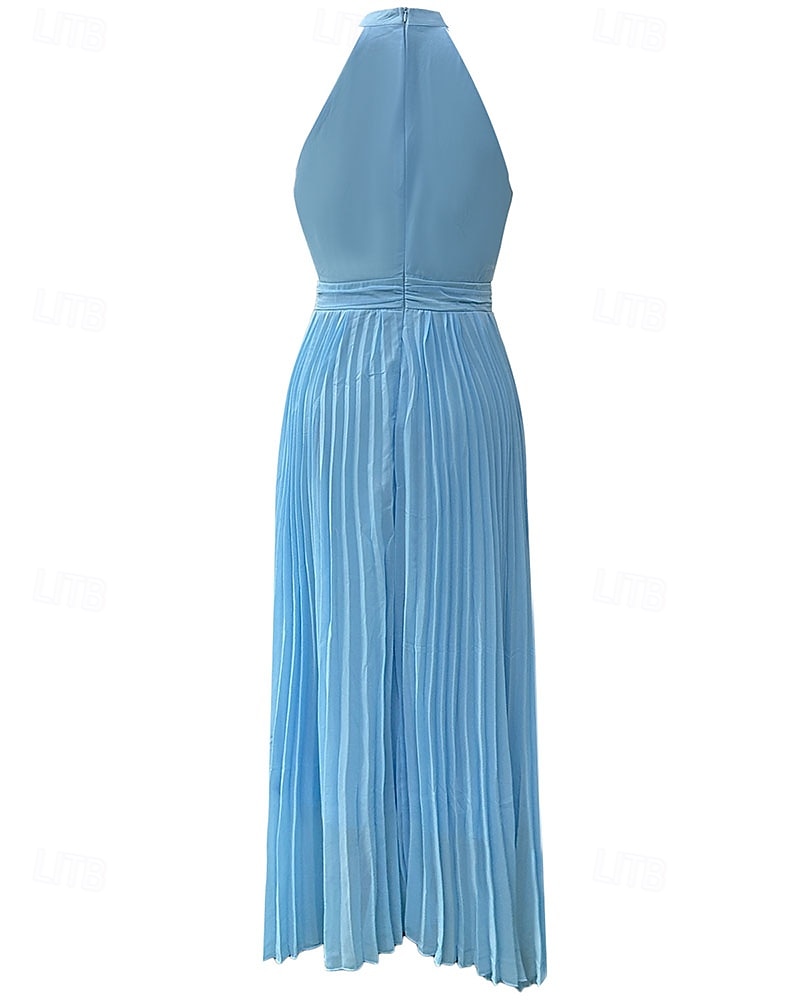 Per donna Abito Lungo Maxi Abito Tubino Vestito in Chiffon Abito con Collo Allacciato Elegante Moda Moderno Quotidiano Ufficio Vacanza Vestibilità regolare Semplice Senza Maniche All'americana Blu del 2026 a $41.99 –P4