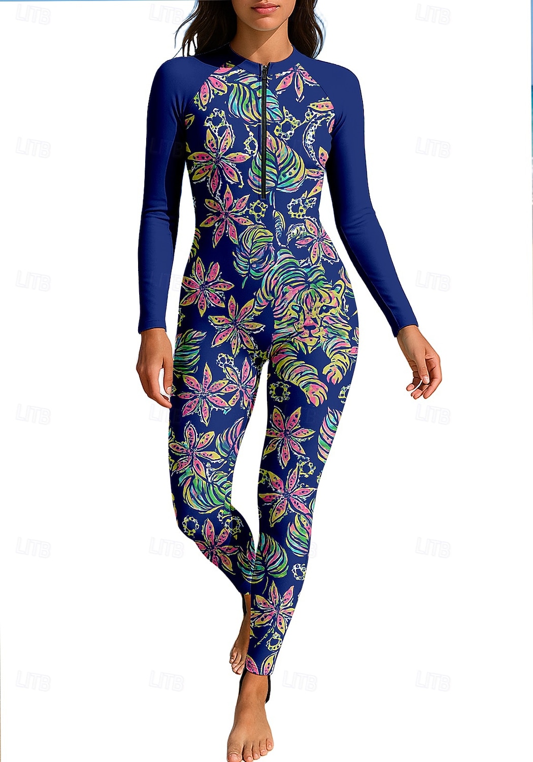 Women's Rash Guard Full Body Swimwear Dive Skin Suit Floral Front Zip UPF50+ Quick Dry High Elasticity Long Sleeve Swimwear Surfing Diving Snorkeling Summer 2026 - $49.99 –P1