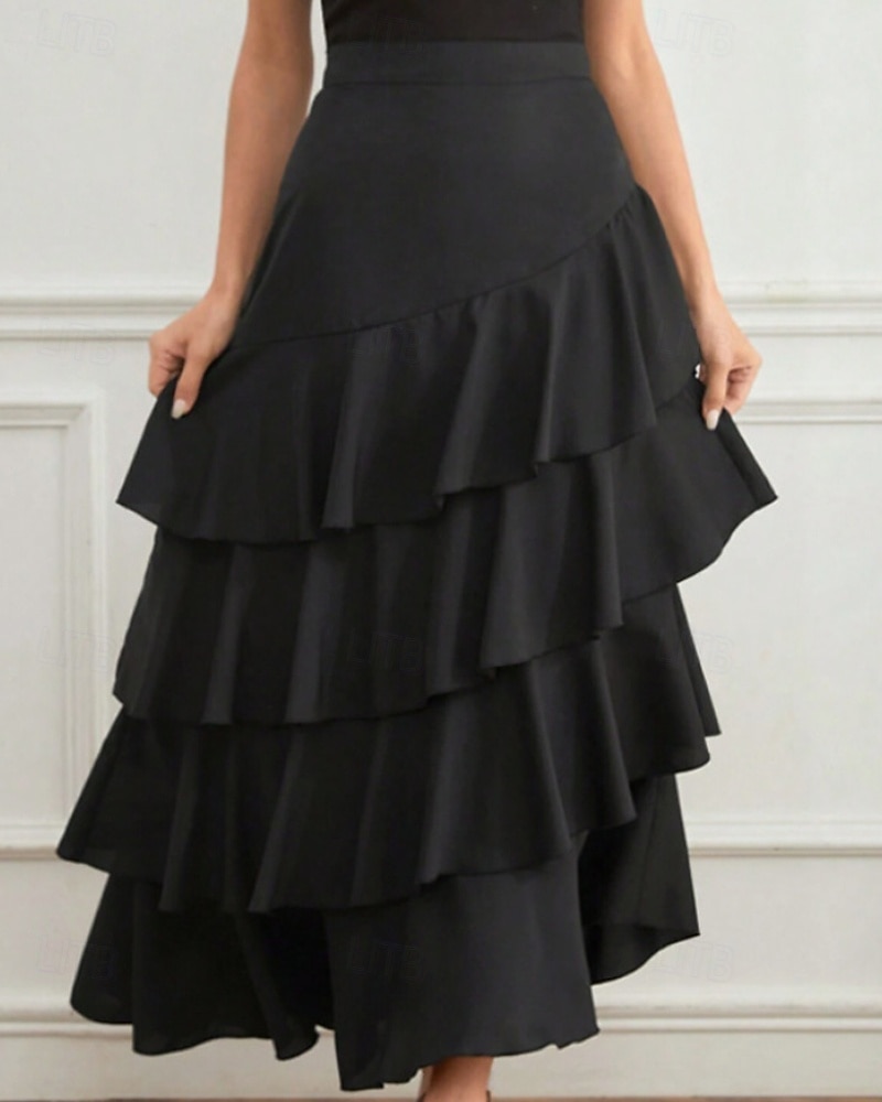 Per donna Elegante Moda Maxi Vita media Gonne Semplice Arricciato Inelastico Quotidiano Streetwear Vinaccia blu navy Nero Verde Estate del 2026 a $33.99 –P5