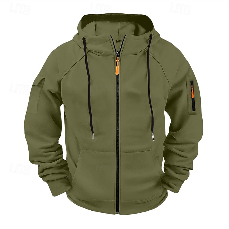 Homens Moletom Full Zip Hoodie Moletom com zíper Azul Preto Branco Verde Tropa Vinho Com Capuz Tecido Zip Up Bolsos Desportos e Ar livre Casual Diário Roupa de rua Designer Básico Primavera Outono de 2026 por $15.99 –P11