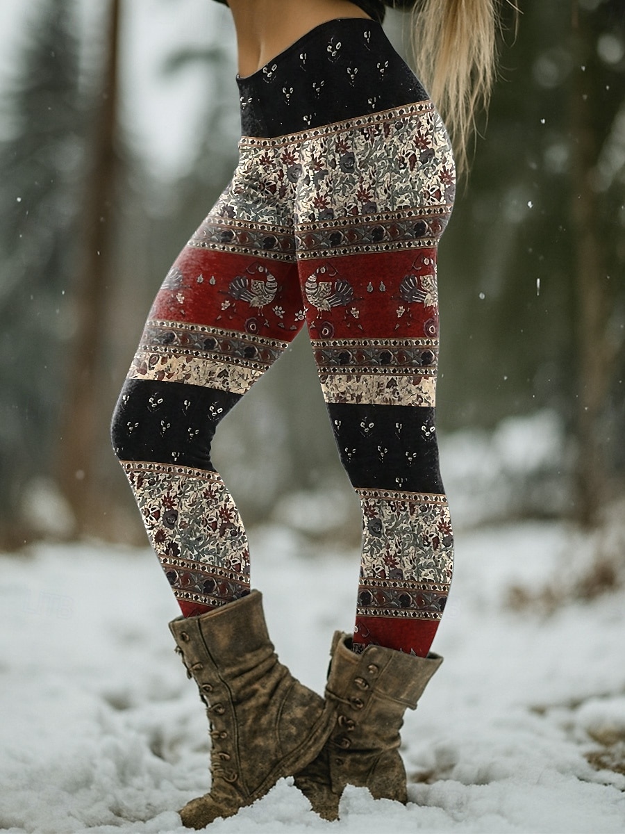 Damen Leggings Urlaub Vintage Ethno-Stil Volle Länge Hohe Taille Grafik Geometrisch Paisley-Muster 3D-Druck Schnelltrocknend Atmungsaktivität Weich Dehnbar Urlaub Formell Straße Blau Wein Schwarz Weiß 2026 - $21.99 –P5