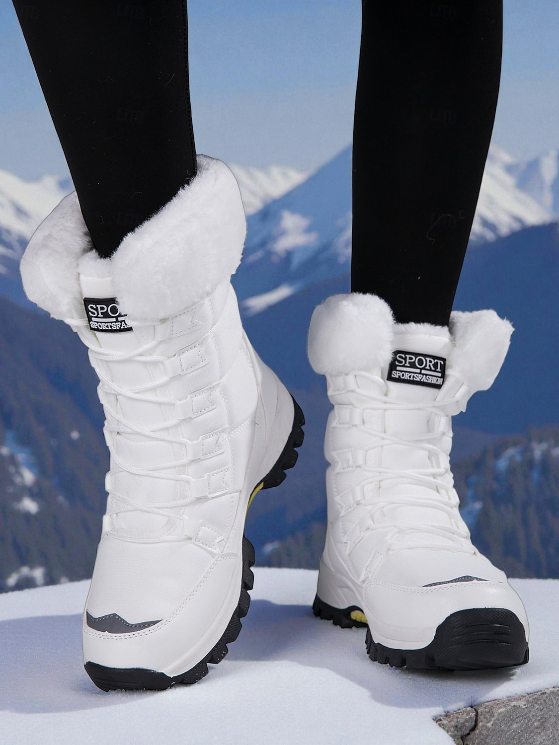 Weiße Damen-Winterstiefel mit Fellbesatz – wasserdichte Schnürstiefeletten mit Plateau für Wandern, Skitouren und Wintersport 2026 - $54.99 –P1
