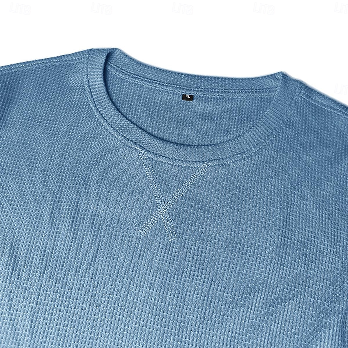 Муж. Футболка с вафельным рисунком Футболка Длинный рукав Вырез под горло Все сезоны Сплошной цвет Традиционный / винтаж На каждый день Гладкая ткань на открытом воздухе Дом Для занятий спортом 2026 - $15.99 –P11