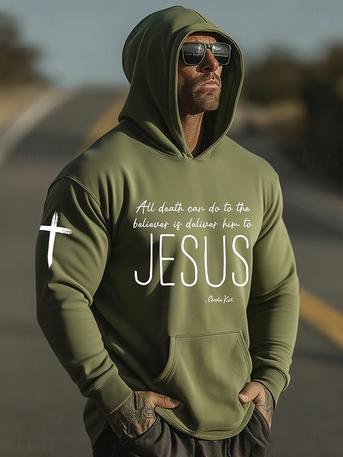 Herren Kreuz Jesus Kapuzensweatshirt Pullover-Hoodie Lässiger Hoodie Pullover Mode Täglich Urlaub Lässig Vintage-Retro Mit Kapuze Urlaub Streetwear Festival Blau Schwarz Weiß Rote Grün Drucken Herbst 2026 - $27.99 –P4