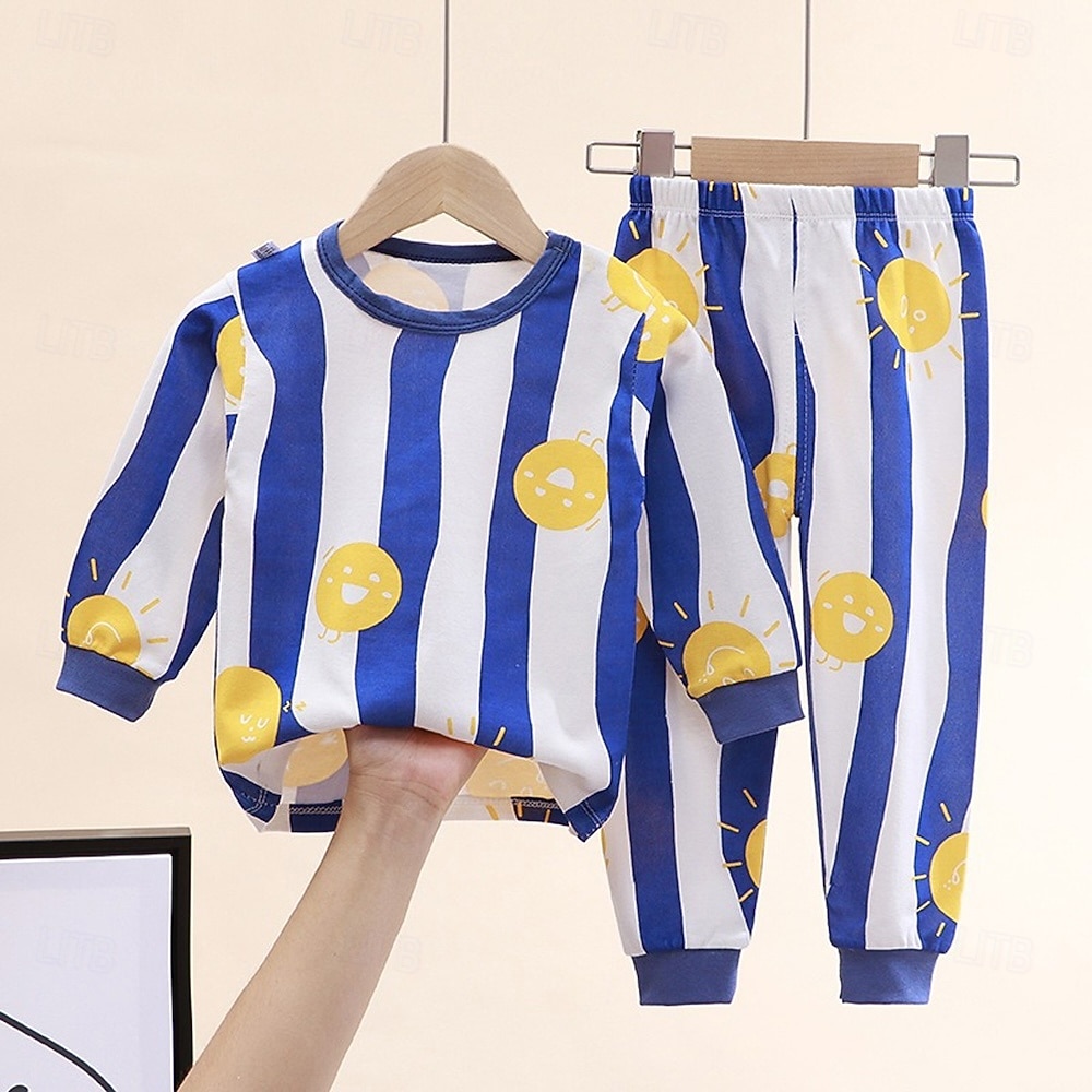 Småbarn Pojkar 2 delar Pyjamasset Långärmad Z17 Z29 Z13 Ensfärgat Djur Vår Höst Förtjusande Hem 7-13 år 2026 - $11.99 –P18
