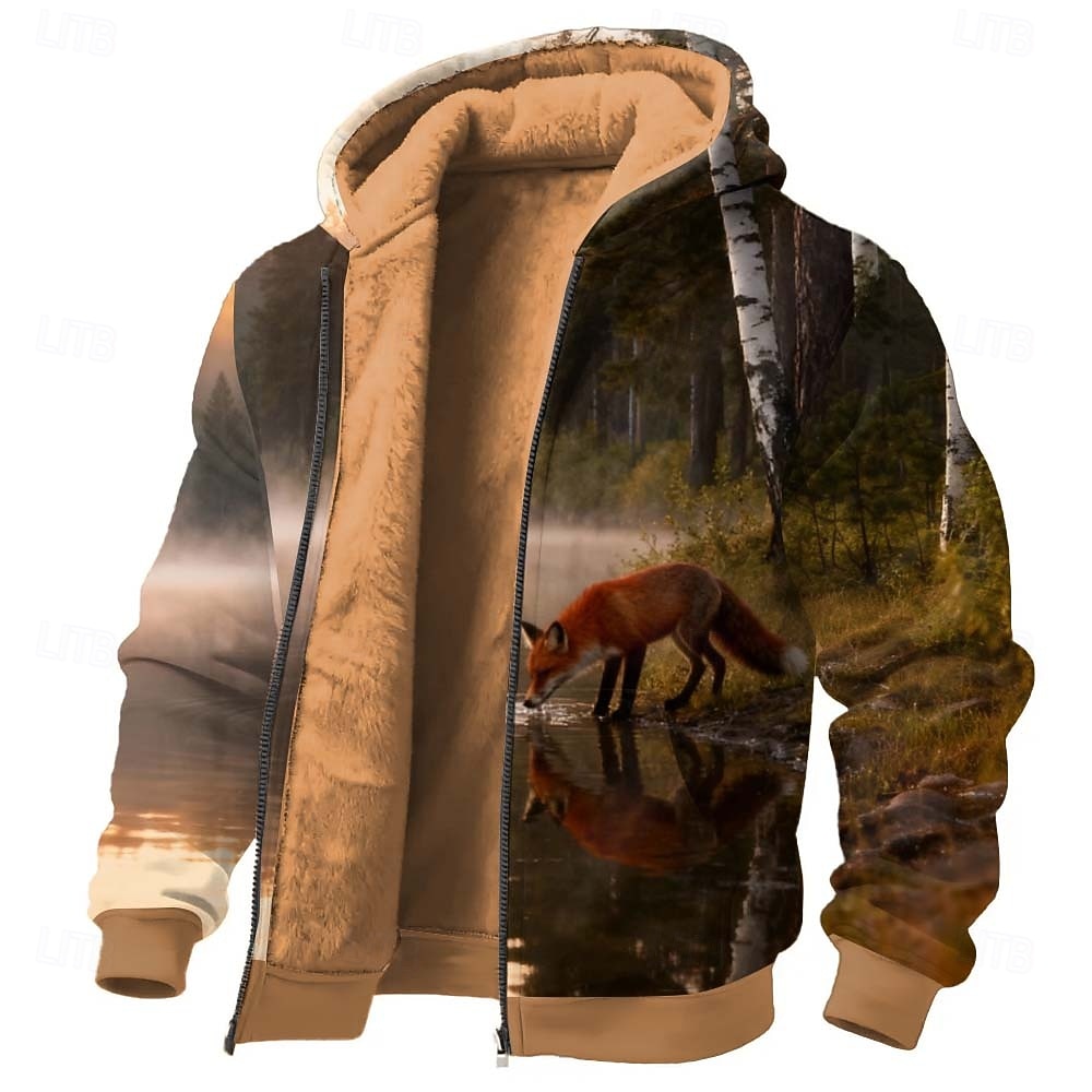 Miesten Susi 3D-tulostus Fleece Huppari Takki College Klassinen Asevoimat Metsästys Tiukka pyöreä kaula-aukko ulko- Retkeily Ruskea Ruskea 2 Ruskea 3 Sulkea jnk vetoketju Syksy Talvi Suunnittelija S 2026 - $41.99 –P3