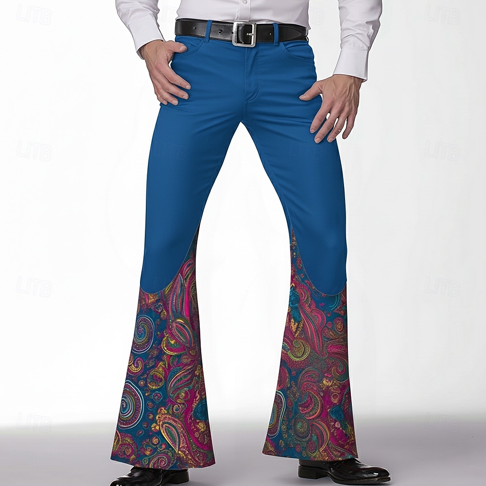 Herr Paisley Blomtryck Etnisk Långbyxor Disco byxor 60-70-tals byxor Medium Midja Vintage retro Utomhus Fest Ledigt Sidfickor Utsvängda byxor med ben Vår Höst 3D-tryck Blå Svart Brun 2026 - $29.99 –P3